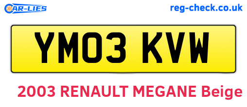 YM03KVW are the vehicle registration plates.