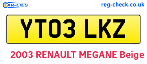 YT03LKZ are the vehicle registration plates.