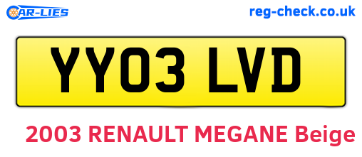 YY03LVD are the vehicle registration plates.