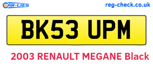 BK53UPM are the vehicle registration plates.