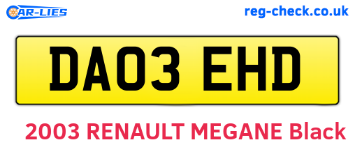 DA03EHD are the vehicle registration plates.