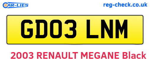 GD03LNM are the vehicle registration plates.