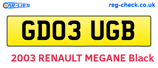 GD03UGB are the vehicle registration plates.