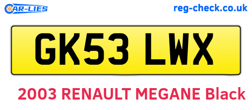 GK53LWX are the vehicle registration plates.