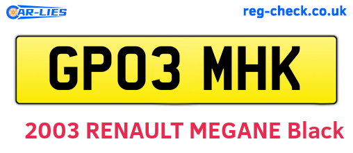 GP03MHK are the vehicle registration plates.