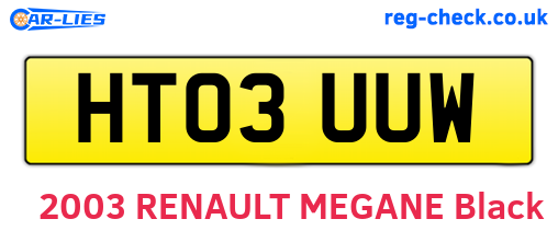 HT03UUW are the vehicle registration plates.