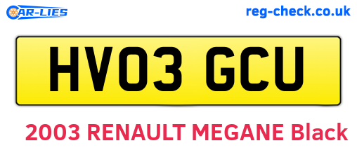 HV03GCU are the vehicle registration plates.