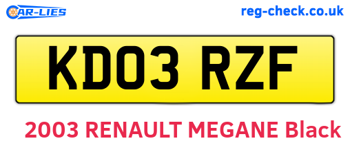 KD03RZF are the vehicle registration plates.