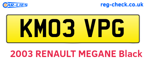 KM03VPG are the vehicle registration plates.