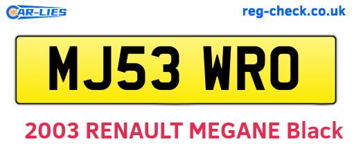 MJ53WRO are the vehicle registration plates.