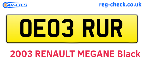 OE03RUR are the vehicle registration plates.