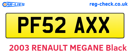 PF52AXX are the vehicle registration plates.
