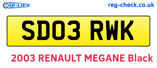 SD03RWK are the vehicle registration plates.