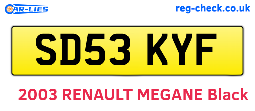 SD53KYF are the vehicle registration plates.