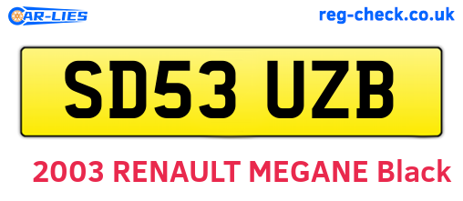 SD53UZB are the vehicle registration plates.
