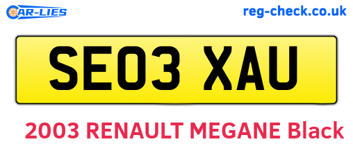 SE03XAU are the vehicle registration plates.