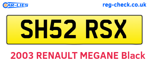 SH52RSX are the vehicle registration plates.