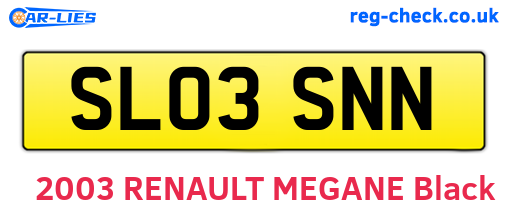 SL03SNN are the vehicle registration plates.
