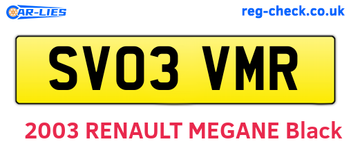 SV03VMR are the vehicle registration plates.