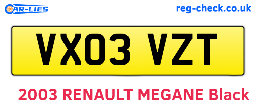 VX03VZT are the vehicle registration plates.