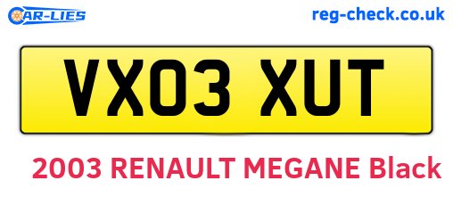 VX03XUT are the vehicle registration plates.