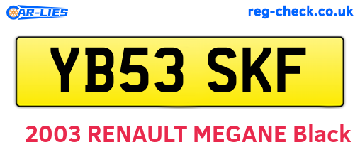 YB53SKF are the vehicle registration plates.