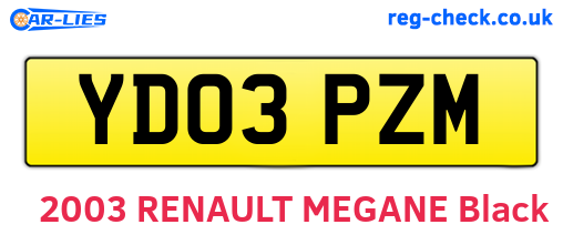 YD03PZM are the vehicle registration plates.