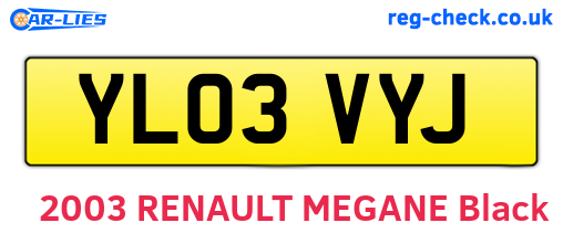YL03VYJ are the vehicle registration plates.