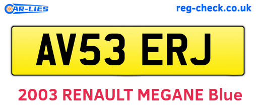 AV53ERJ are the vehicle registration plates.