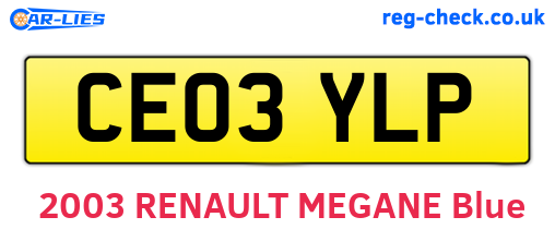 CE03YLP are the vehicle registration plates.