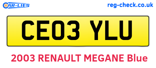 CE03YLU are the vehicle registration plates.
