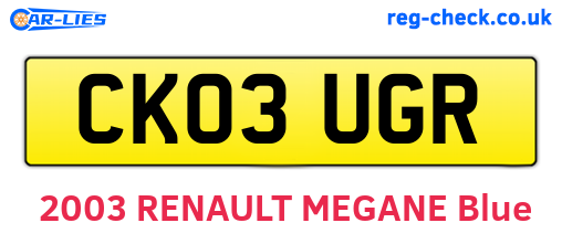 CK03UGR are the vehicle registration plates.