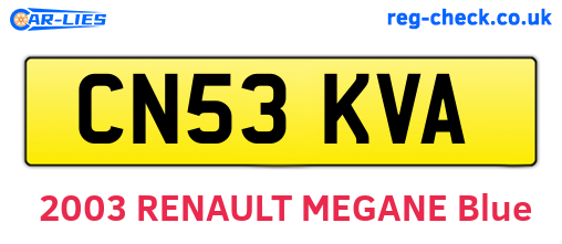 CN53KVA are the vehicle registration plates.