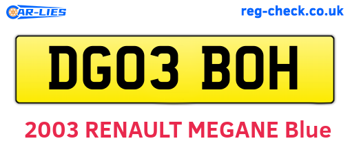 DG03BOH are the vehicle registration plates.