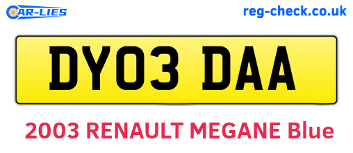 DY03DAA are the vehicle registration plates.