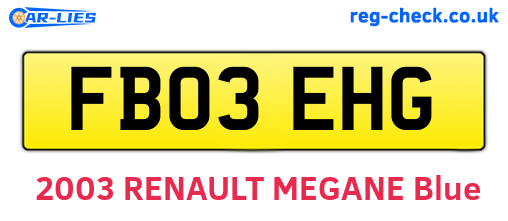 FB03EHG are the vehicle registration plates.
