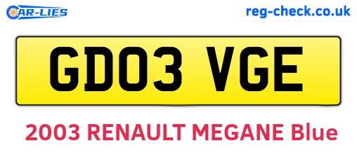 GD03VGE are the vehicle registration plates.