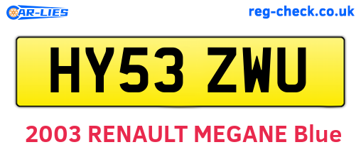 HY53ZWU are the vehicle registration plates.