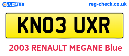 KN03UXR are the vehicle registration plates.