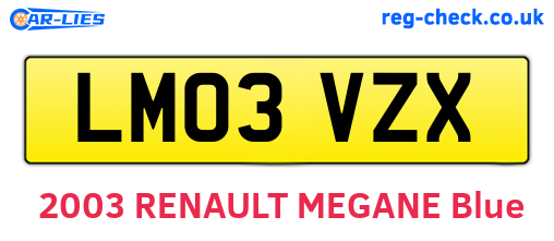 LM03VZX are the vehicle registration plates.