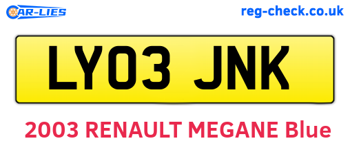 LY03JNK are the vehicle registration plates.