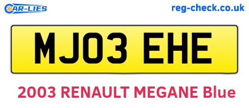 MJ03EHE are the vehicle registration plates.