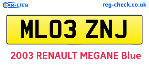 ML03ZNJ are the vehicle registration plates.