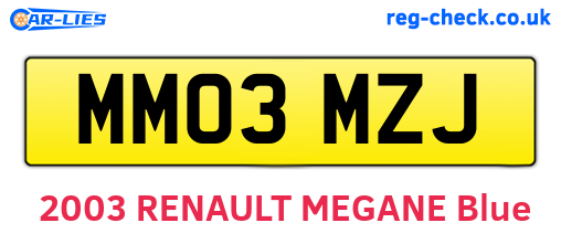 MM03MZJ are the vehicle registration plates.