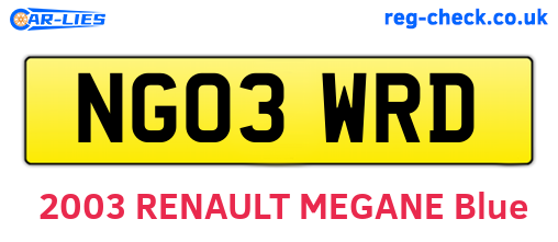 NG03WRD are the vehicle registration plates.