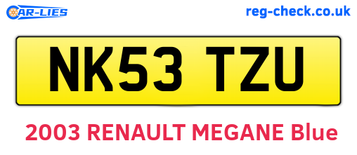 NK53TZU are the vehicle registration plates.