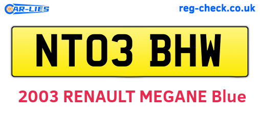 NT03BHW are the vehicle registration plates.