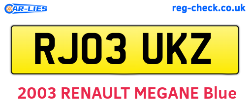 RJ03UKZ are the vehicle registration plates.