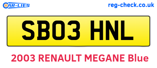 SB03HNL are the vehicle registration plates.