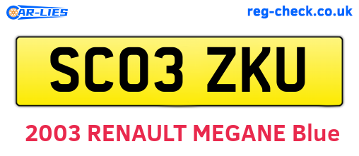 SC03ZKU are the vehicle registration plates.